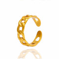24k Gold Jewelry,Classic Twist Chain Open Rings For Women Zircon Geometric Twist Wrapped Couple Ring Jewelry